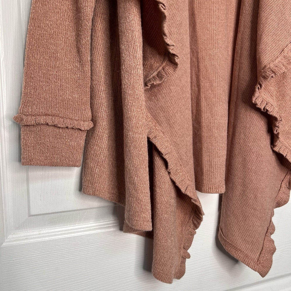 Lane Bryant Womens 14/16 Dusty Rose Ruffle Waterfall Cardigan Balletcore Fairy - Picture 6 of 8